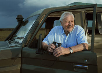 Sir David Attenborough on location in Kenya while filming for Seven Worlds, One Planet.